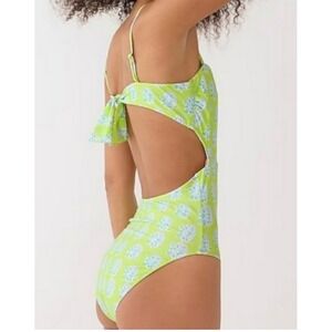 NWT SZ Blockprints™ J.Crew cutout one-piece swimsuit in green paisley‎ Women's 8